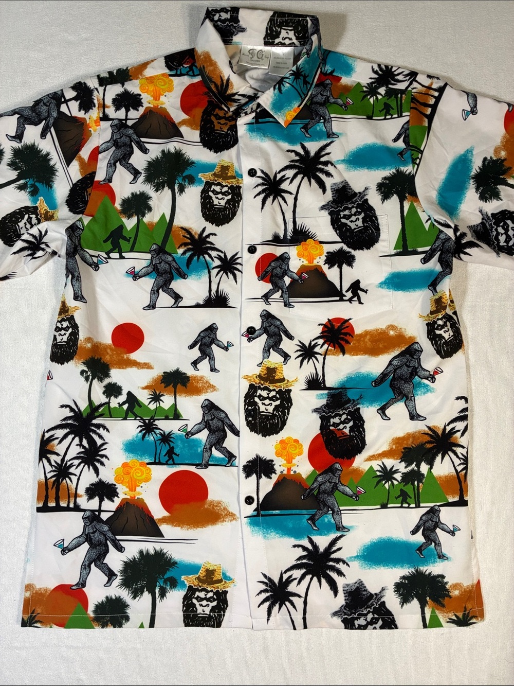 Tropical Bigfoot Short-Sleeve Button-Down Shirt - White Multi